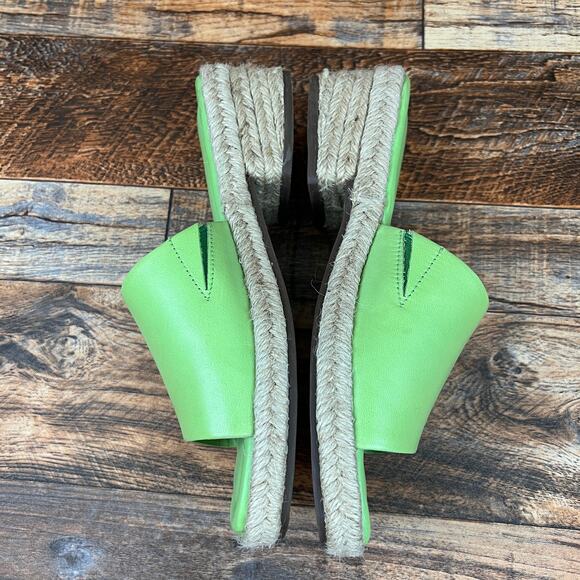 Schutz Corah Green Leather Espadrille Slide Sandals Women's 6.5 Block Heel - Picture 8 of 10